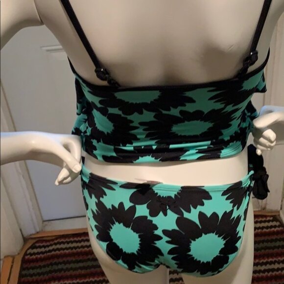 Green & Black 2 pcs Justice Tankini Swimsuit Size 6 - Picture 2 of 13